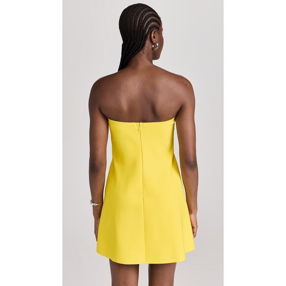 Brandon Maxwell Yellow Strapless Knit SunDress with Bell Mini Skirt sz L - Picture 4 of 12